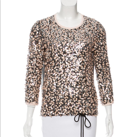 DVF Silk and sequined draw string top. - Picture 1 of 3